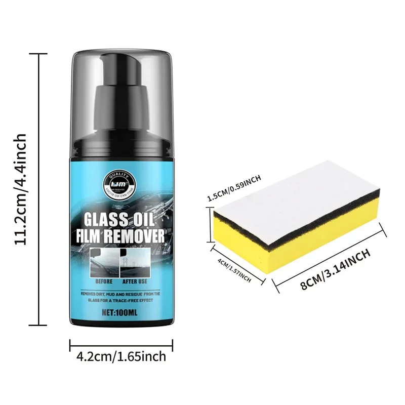 Средство для удаления стеклянной масляной пленки объемом 100 мл — эффективно удаляет водные пятна, воски, масла и покрытия для прозрачной и без пятна.