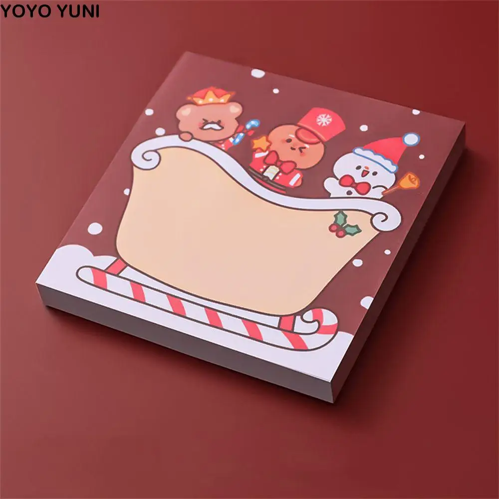50 Sheets Cute Santa Notepad Paper Self-Adhesive Office Supplies Message Notes Writing Paper Sticky Notes Christmas Memo Pads