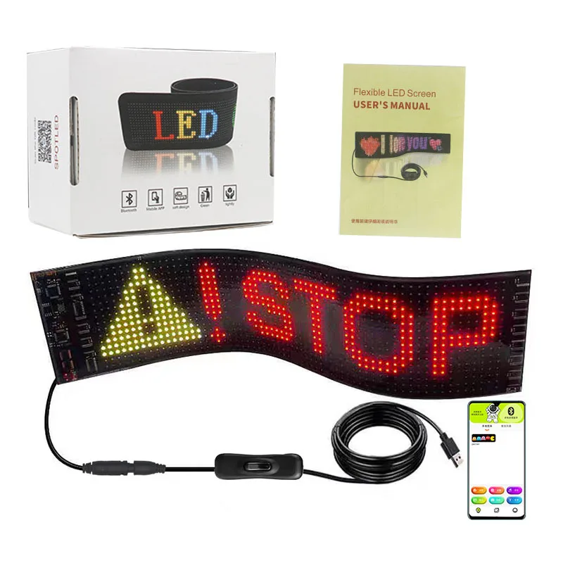 LED Car Flexible Screen,USB 5V Matrix Pixel Panel RGB Pattern Graffiti Scrolling Text Animation Display Car Shop with APP.