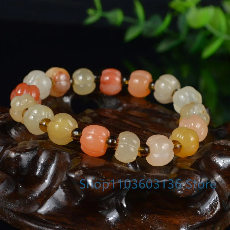 High quality Online Celebrity High Quality Gold Silk Jade Bracelet Natural Authentic Gold Silk Jade Lantern Bracelet