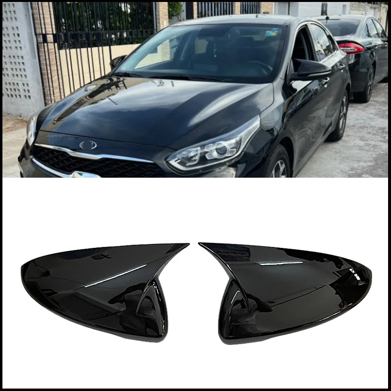 

For KIA Cerato 2019~2023 Door Side Wing Rearview Mirror Cover Sticker Trim Cap Lid With Horn Car Styling Auto Accessories