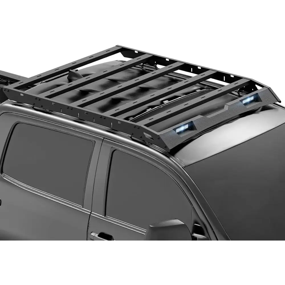 Cargo Basket for 2007-2021 CrewMax Cab, 2 LED Lights, Rooftop Truck Storage Carrier