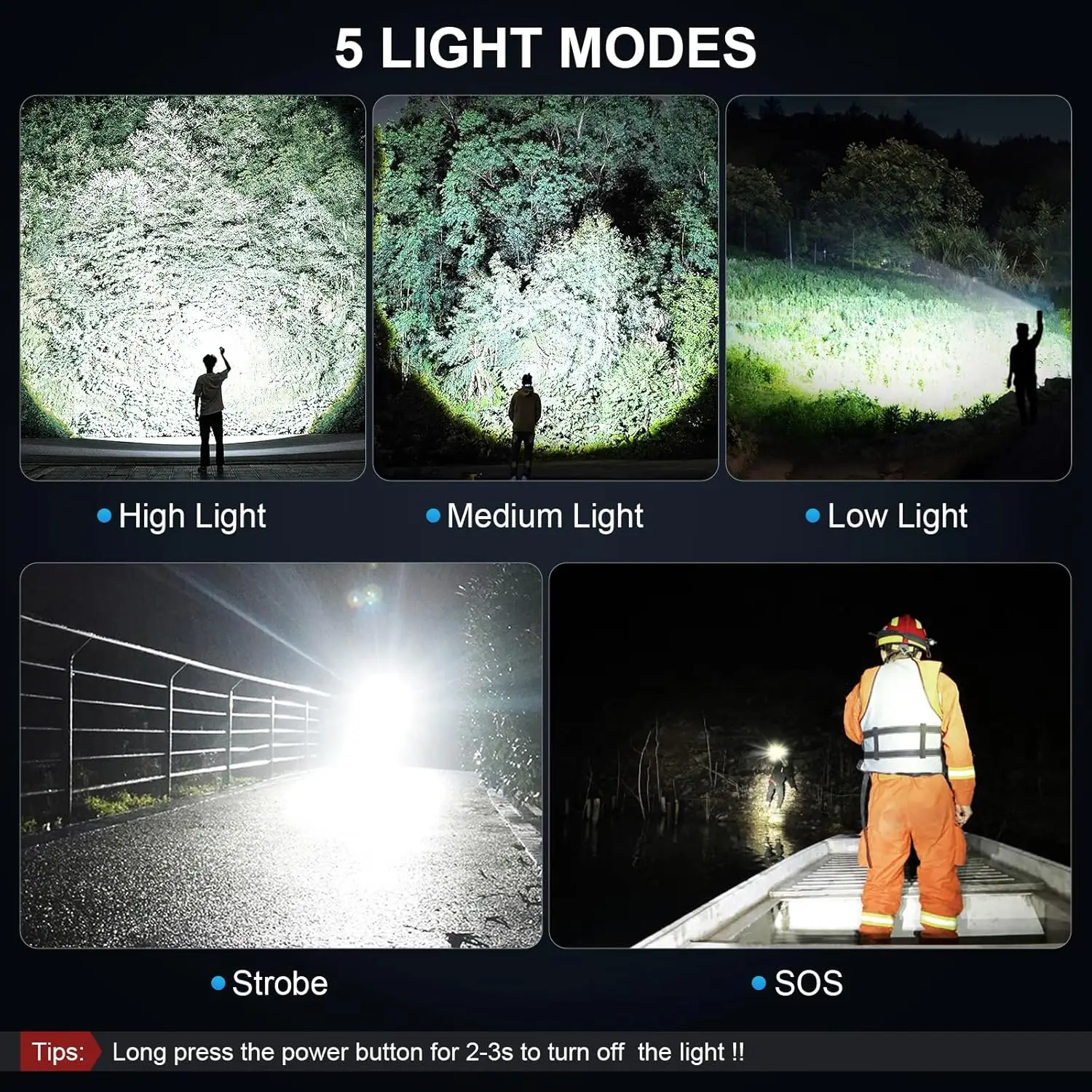 3 Pack Super Bright LED Flashlights, 990000LM Rechargeable with 5 Modes, USB-C Fast Charging & Waterproof for Outdoor Camping