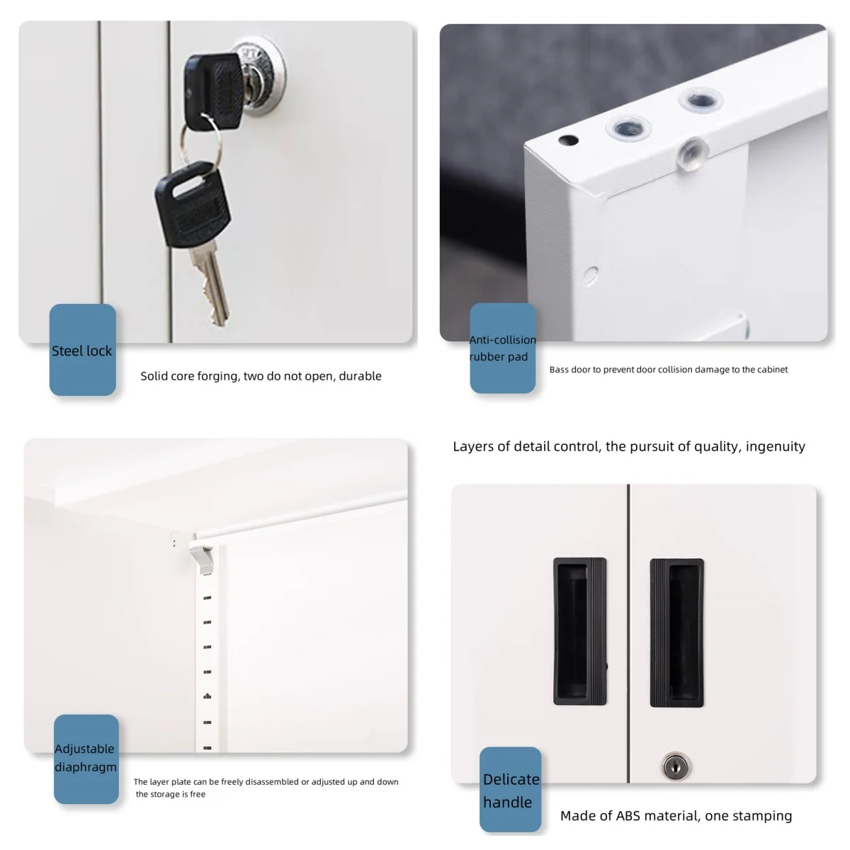 أثاث مكتبي معدني من الفولاذ بثلاثة أبواب، خزانة ملابس منزلية، خزانة ملفات للاستخدام المنزلي أو المكتب #6