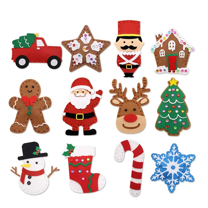 Hot Sale Kids Sewing Kit Felt Christmas DIY Crafts Girls Boys Educational Sewing Kids Art Craft Kits Beginners Felt Kids Sewing