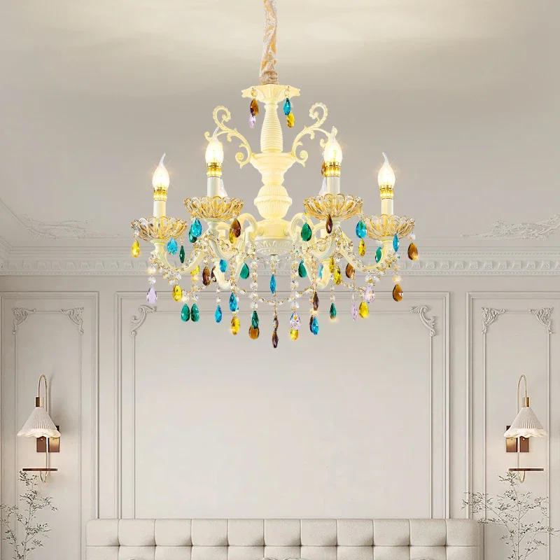 TEMAR Contemporary Colour Crystal Pendent Lamp European Luxury Living Room Restaurant Bedroom Girl's Room Villa Chandelier image 5
