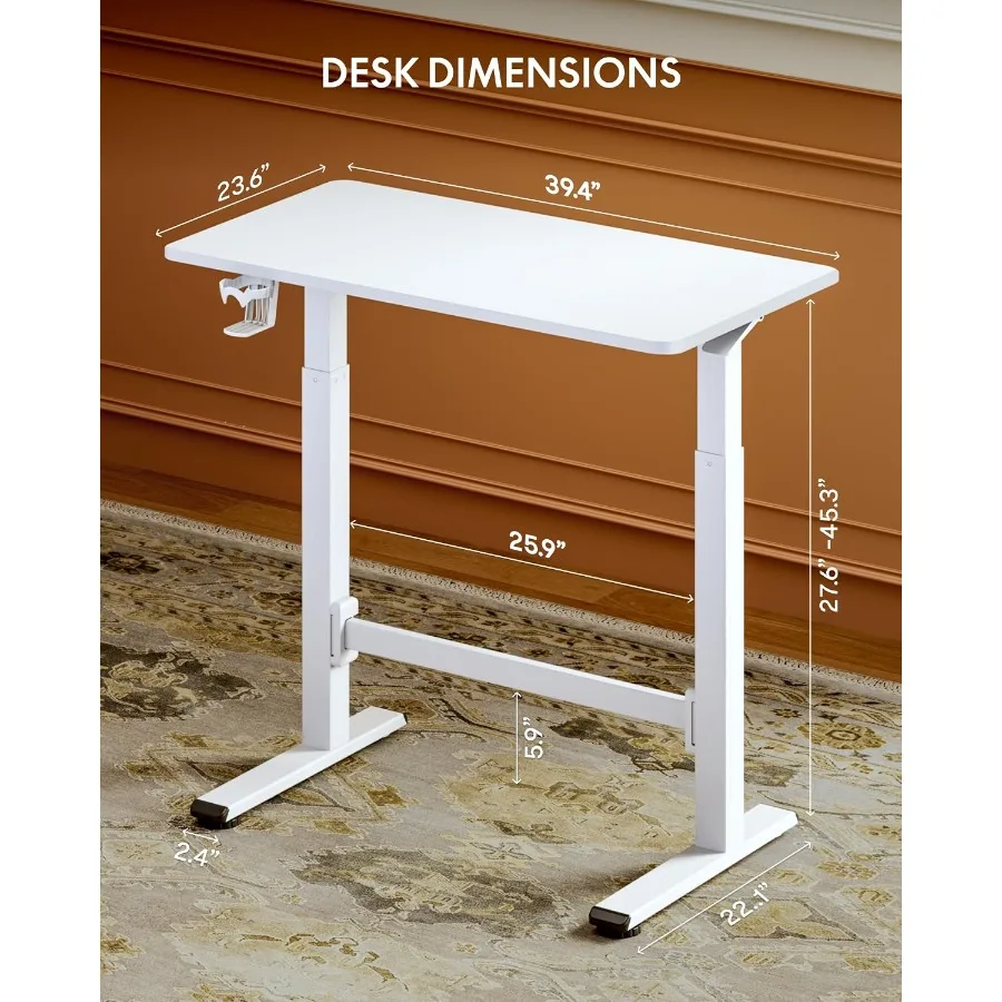 H7 Plus Mobile Standing Desk, Pneumatic Adjustable, One-Piece 40