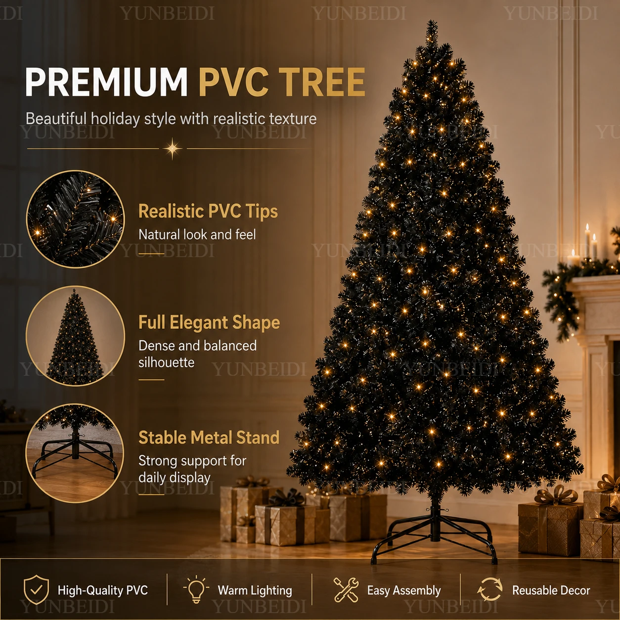Black Christmas Tree with LED  - Home Decor Lighting Tree 评论和价格