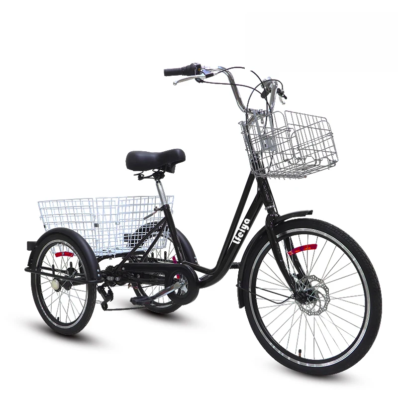 Hecho en China, nuevo modelo, venta al por mayor, barato, 24 pulgadas, 7 velocidades, triciclo de Pedal de 3 ruedas, bicicleta Vintage con cesta de la compra