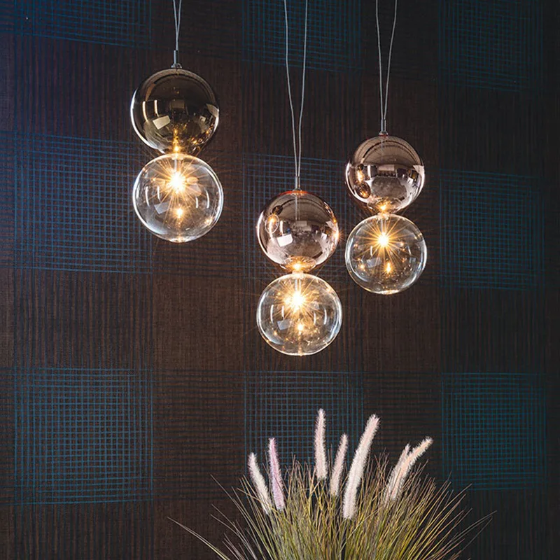 

Nordic Modern Glass Pendant Lights LED Colorful Hanging Lamp Dining Living Room Kitchen Home Decor Lighting Fixtures E27