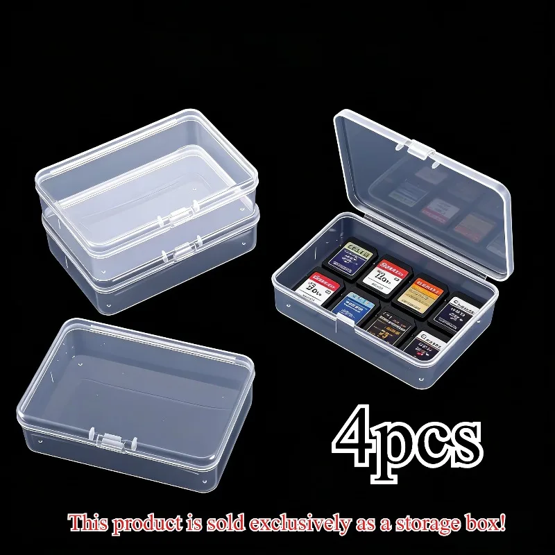 4pcs  Protector Holder Plastic Transparent mini For SD SDHC TF MS Memory Card Storage Case Card Protecter Box Bag