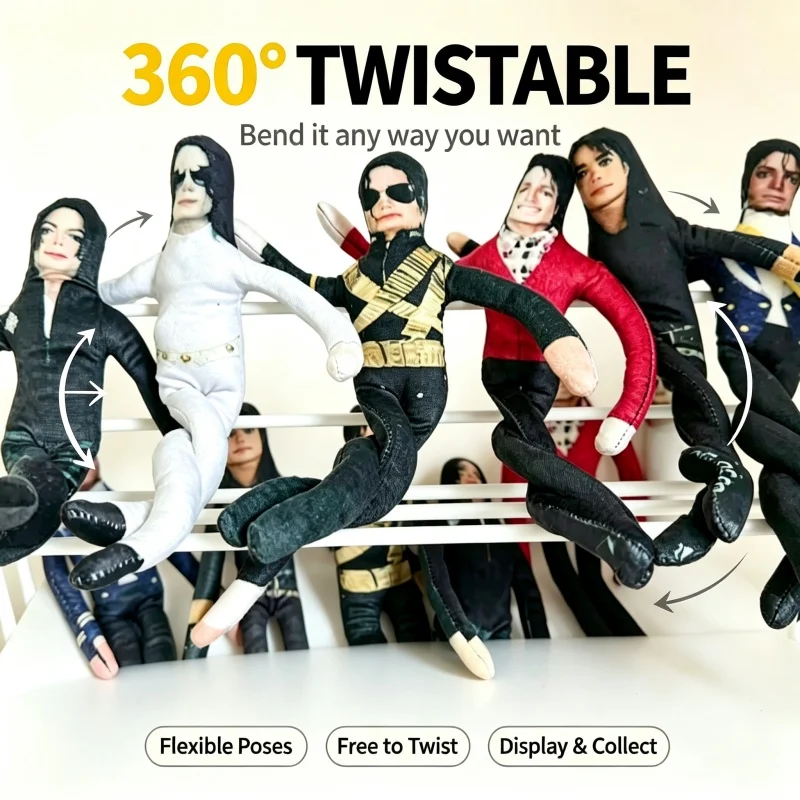 New Style Michael Jackson Cosplay Prop Doll Plush Stuffed Figure Dolls Room Decoration Abstract Joint Mobility Props Gift