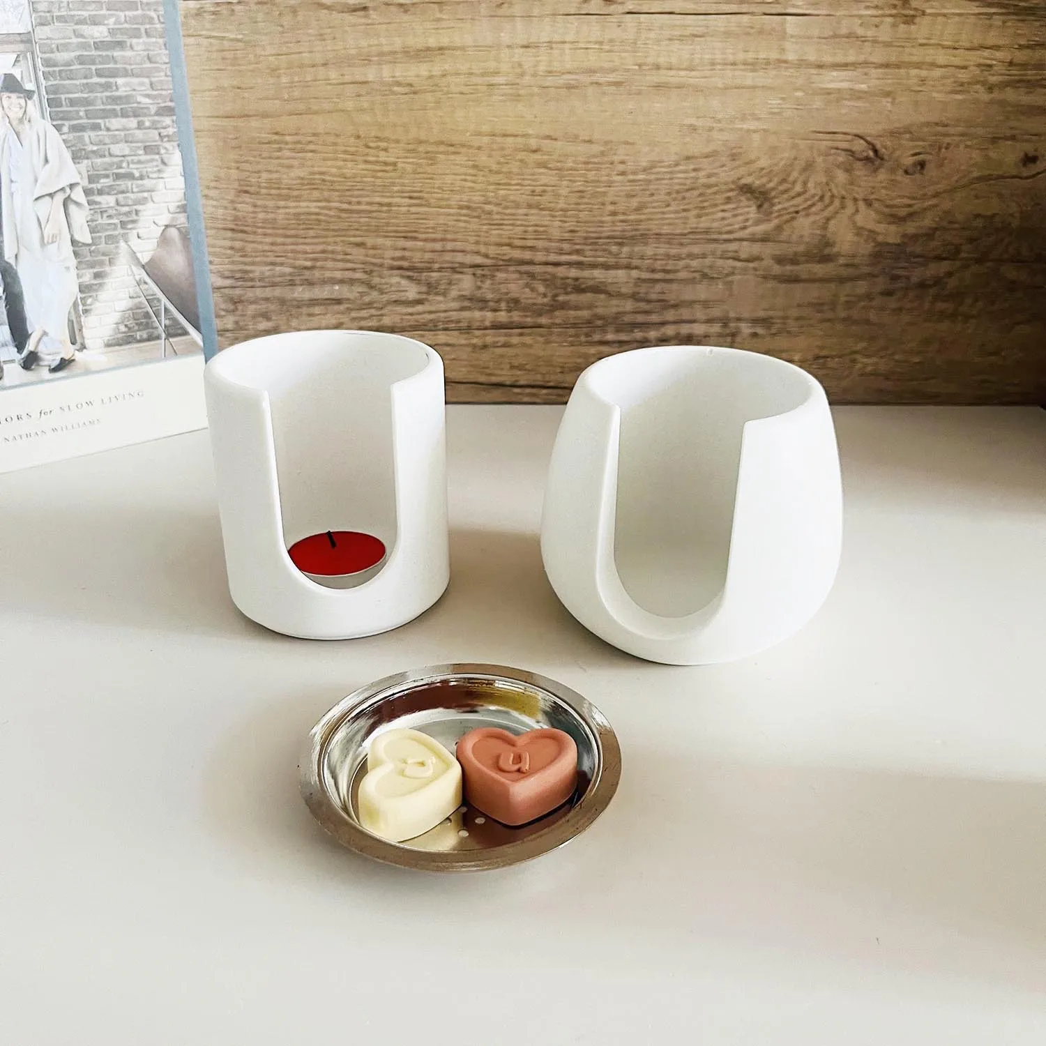 Cylinder Incense Burner Silicone Mold Essential Oil Furnace Gypsum Round Candle Container Aromatherapy Furnace Ornament Mould