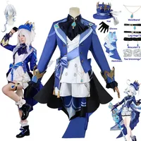 Furina Focalors Cosplay Genshin Costume Impact Carnival Uniform Anime Halloween Party Costumes Masquerade Women Costume and Wig