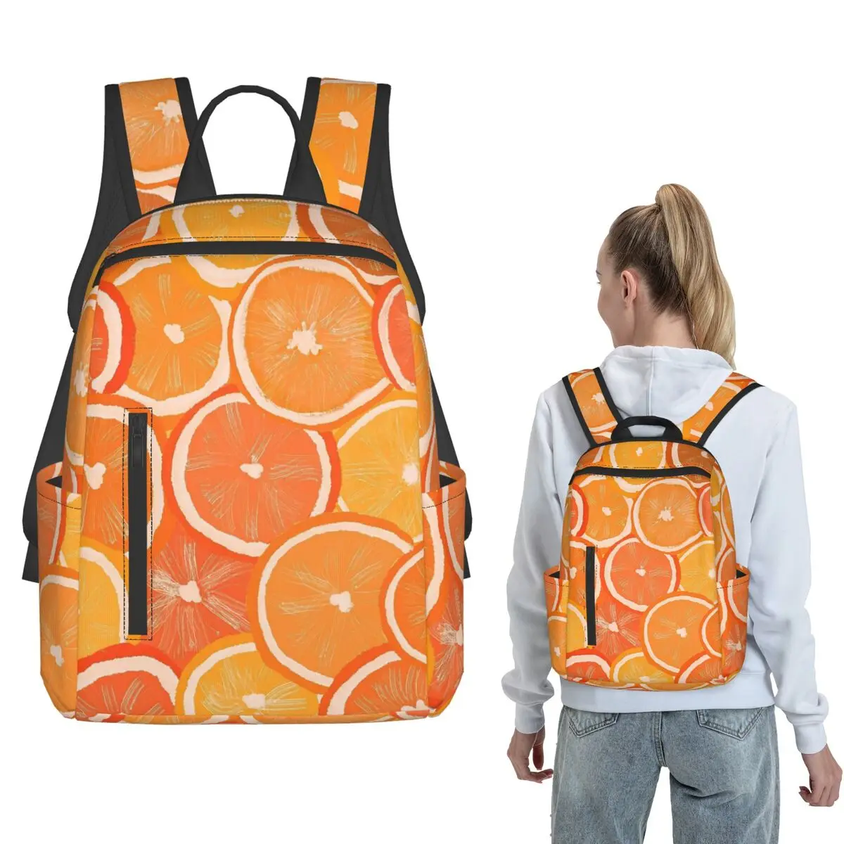 Colorful Lemon Pieces Pattern Backpack Large Capacity Children BookBag School Bag Shoulder Bags for Men Women