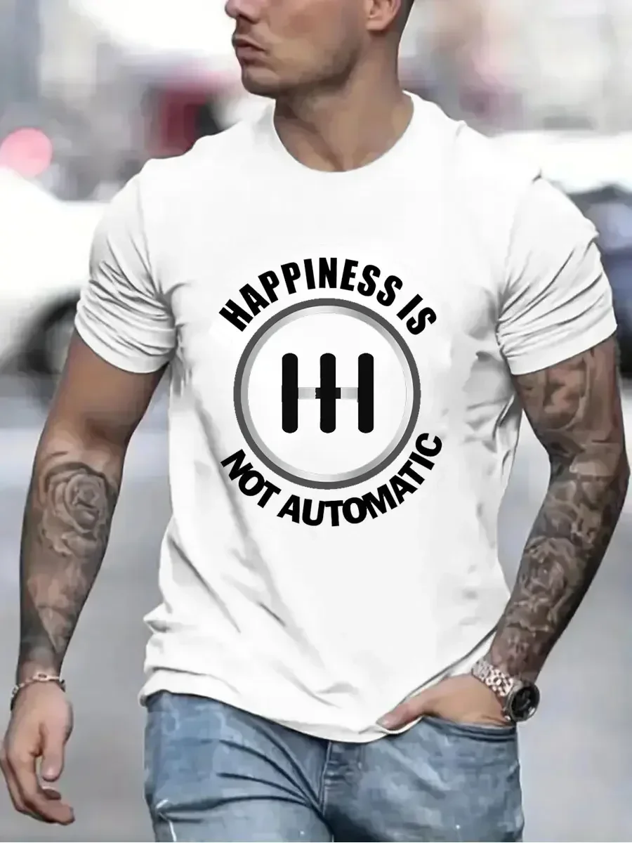 La felicidad no es automática, camiseta para hombre, camiseta de moda de talla grande, camiseta Save The Manuals, camiseta de 3 pedales para amantes de los coches, camiseta de marca para hombre