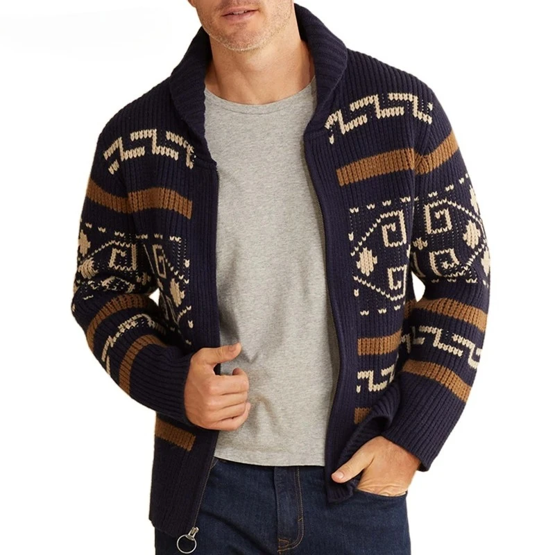 

Spring Autumn Men's Cardigan Sweaters Fashion Male Knitted Sweater Warm Coats Casual Man Cashmer Lapel Knitted Jackets Clothing