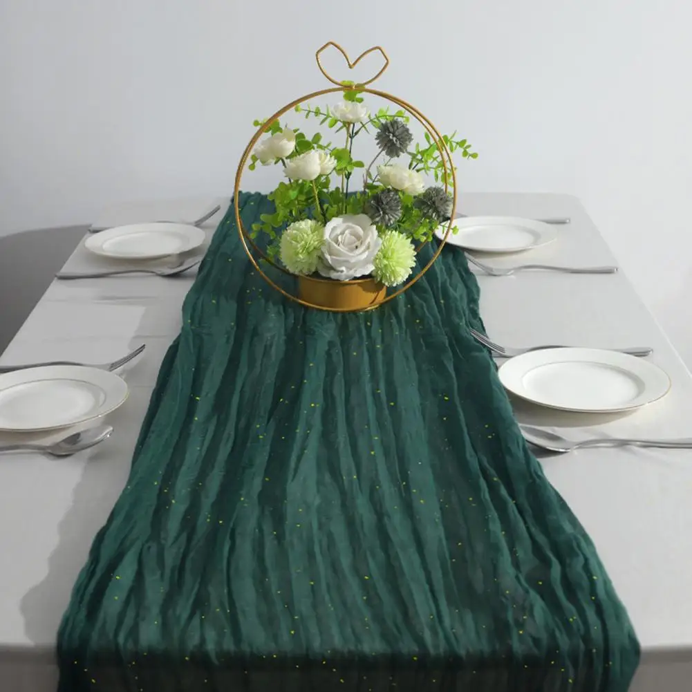 Glittery Cheesecloth Table Runner Boho Gauze Sheer Rustic Shimmer Wedding Party Bridal Shower Baby Decor Centerpiece Set