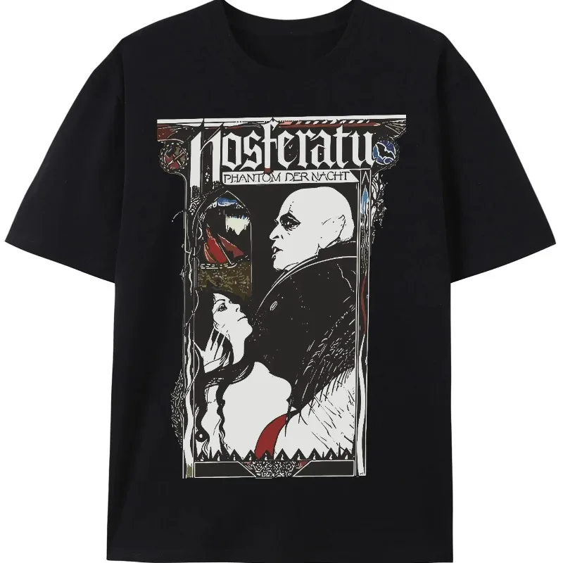 

Хлопковая футболка Nosferatu 1922, футболка с изображением вампира из фильма ужасов, мужская футболка Дракула на Хэллоуин с короткими рукавами и круглым вырезом, футболка с принтом