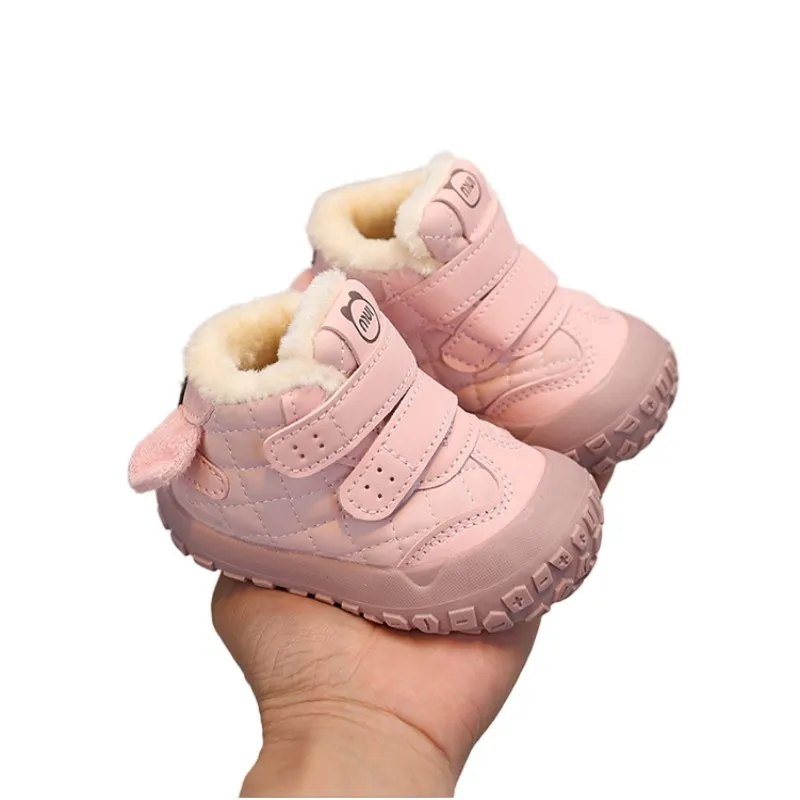 

Baby walking shoes autumn winter new with plush thickened cute little dog soft sole boys' sports shoes girls' warm casual shoes