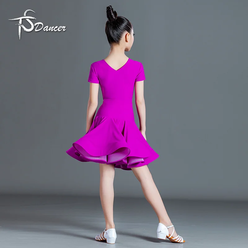 فستان مسابقة الرقص اللاتيني سامبا رومبا للأطفال، فستان الرقص اللاتيني للفتيات، فستان أداء مسرح الأطفال