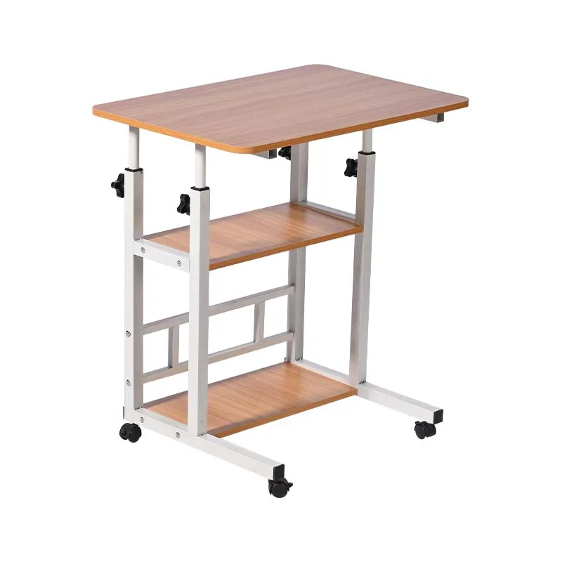 Mobile bedside table Notebook holder Height adjustable Computer desk Study table with 4 wheels for bed sofa reading