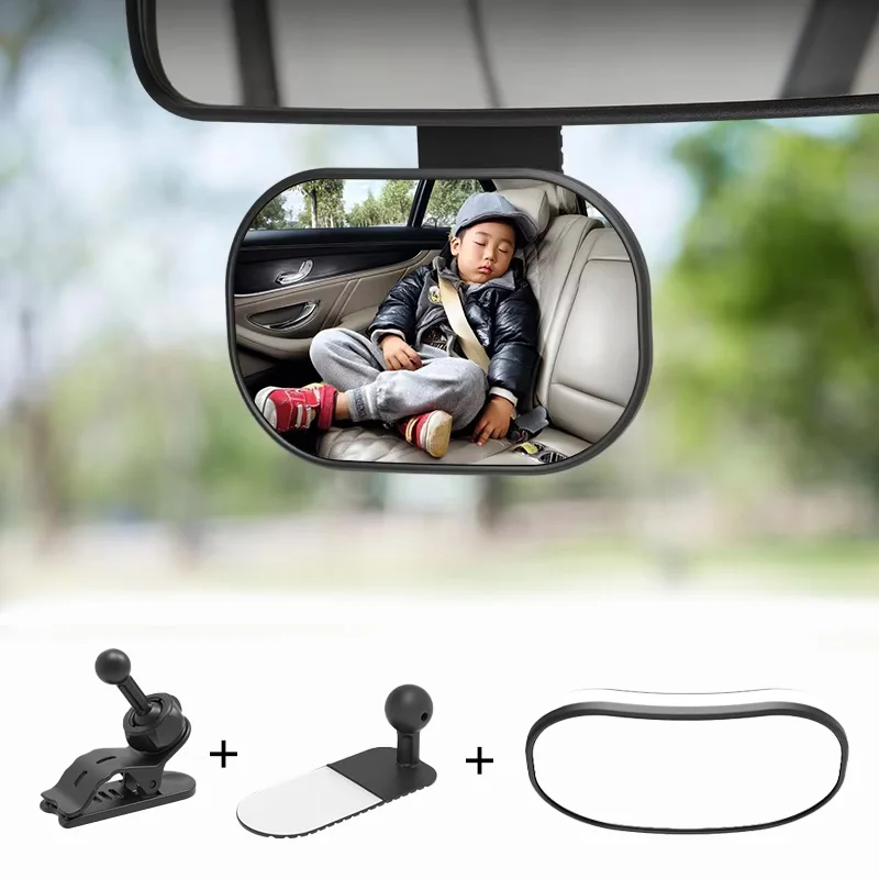 Car Rearview Mirror Wide View Safety Mirror For Infant Car Seats Clear Reflection 360°  Adjustable with Clip and Adhesive Board