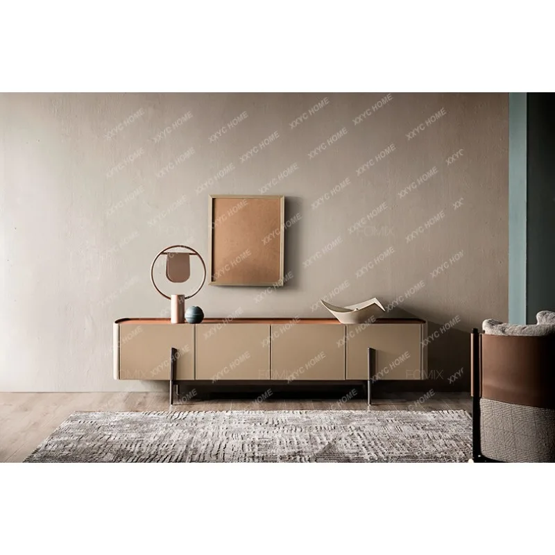 XX light luxury TV cabinet modern simple high-end home TV cabinet saddle leather furniture
