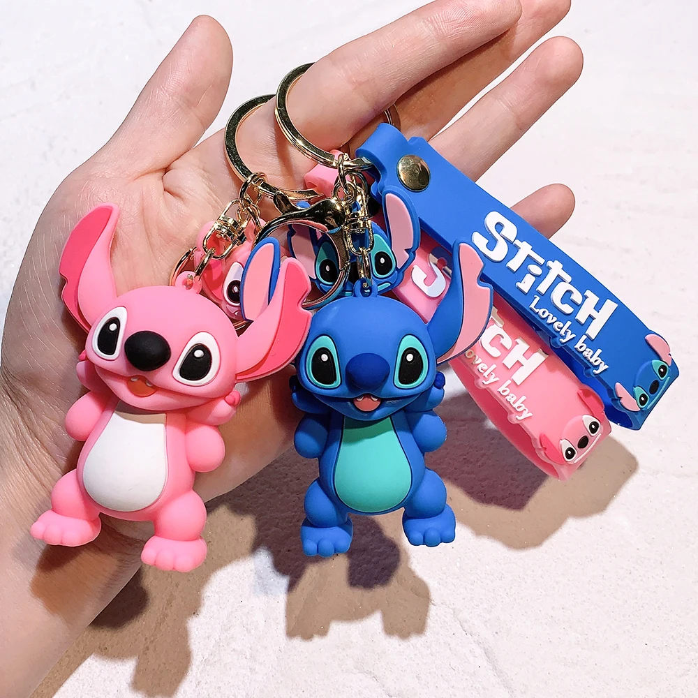 New Red Stitch Keychains Lilo Stitches Disney Hawaii Ilaveros Car Key Handbag Accessories Angel Anime Keyring Christmas Gift