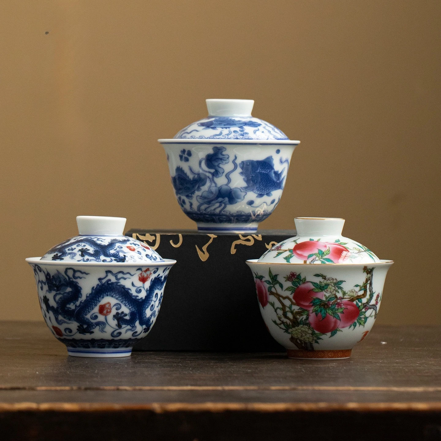 

Blue and White Antique Tire Two Talent Cover Bowl Retro Household Ceramic Tea Bowl Tea Maker Gaiwan KungFu TeaSet Craft Ornament