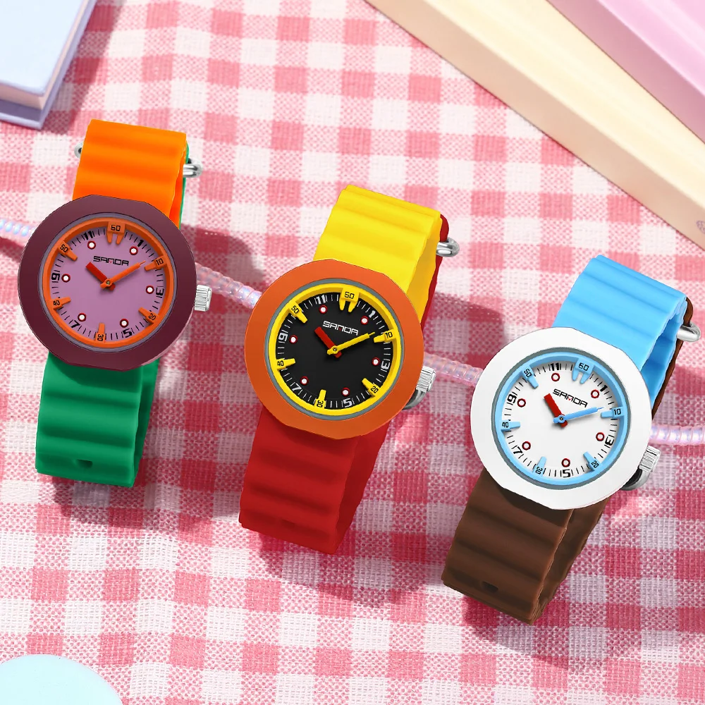 Новинка 2025, модные детские кварцевые часы для учащихся начальной школы, наручные часы для девочек, женские часы Relogio Feminino, дизайн указателя