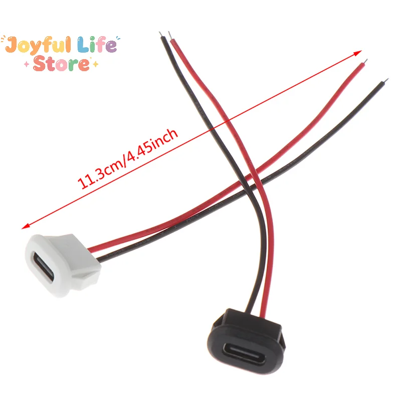 2Pin USB-C TypeC Waterproof USB Connector Direct Compression Female Base Socket Charging Interface With Welding Wire