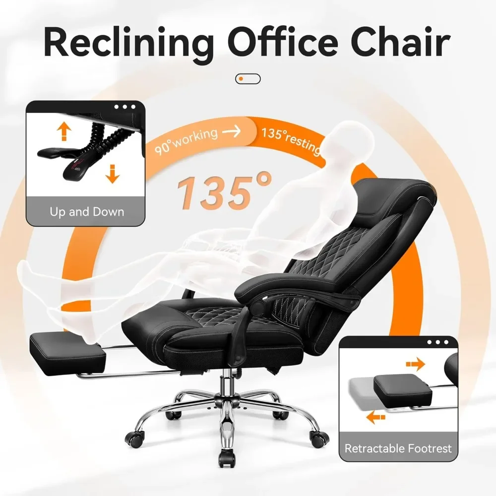 Adjustable High Back Executive Leather Office Chair - Ergonomic Lumbar Support for Big And Tall Users | Customized