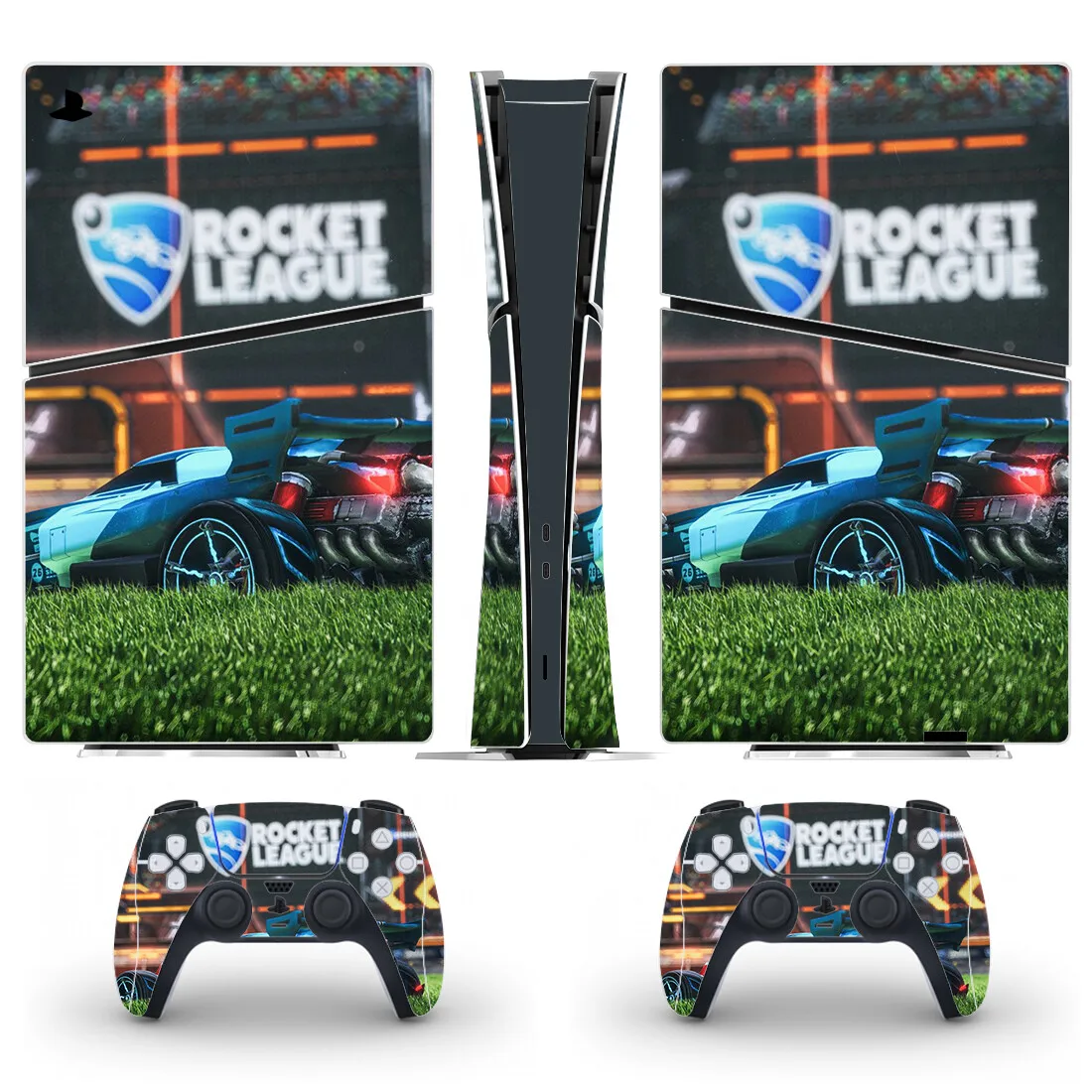 غطاء لاصق جلدي رقمي نحيف من Game Rocket League PS5 لوحدة التحكم و2 وحدات تحكم جديدة من الفينيل النحيف PS5 #3