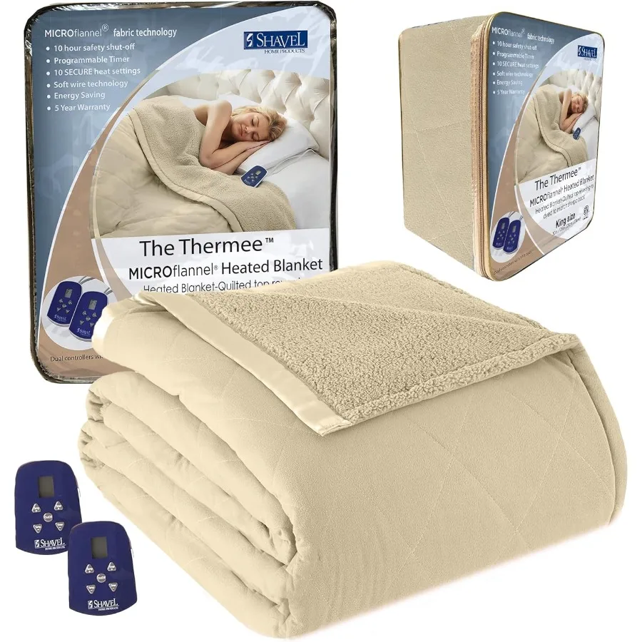 

Micro Flannel Heated Blanket with Sherpa Back 10-Setting Electric Blanket Twin Size Programmable Heating Blanket Heated Throw B