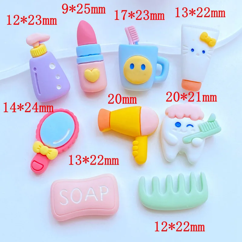 10Pcs New Cute Resin Simulation Daily Necessities Flat Back Cabochon Scrapbooking Hair Bow Center Embellishments DIY Accessories