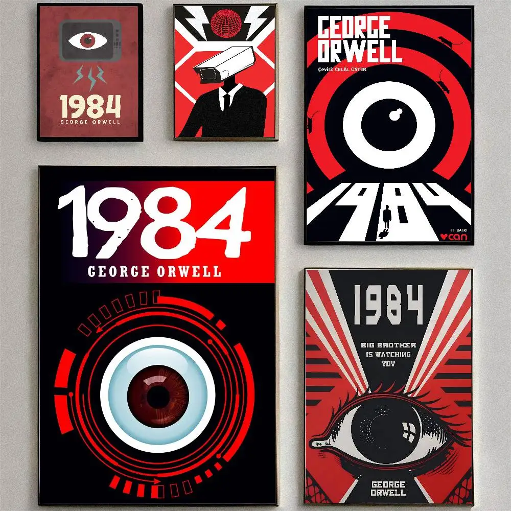 1984 George Orwell Posters High Quality Self-adhesive Wall Art Decorations Color Prints Sticky