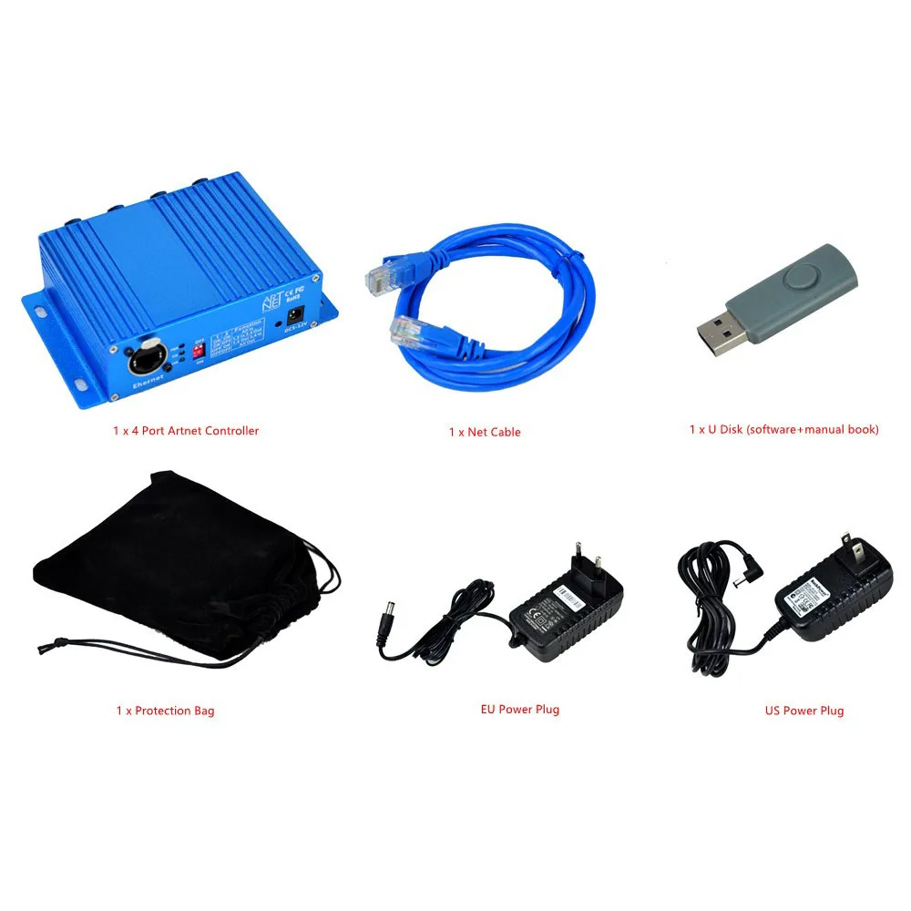 

5PIN Art-net DMX 4 Way Professional Stage Light Control Device SERVER MODE / NODE MODE Ethernet Receive Art-Net Signal