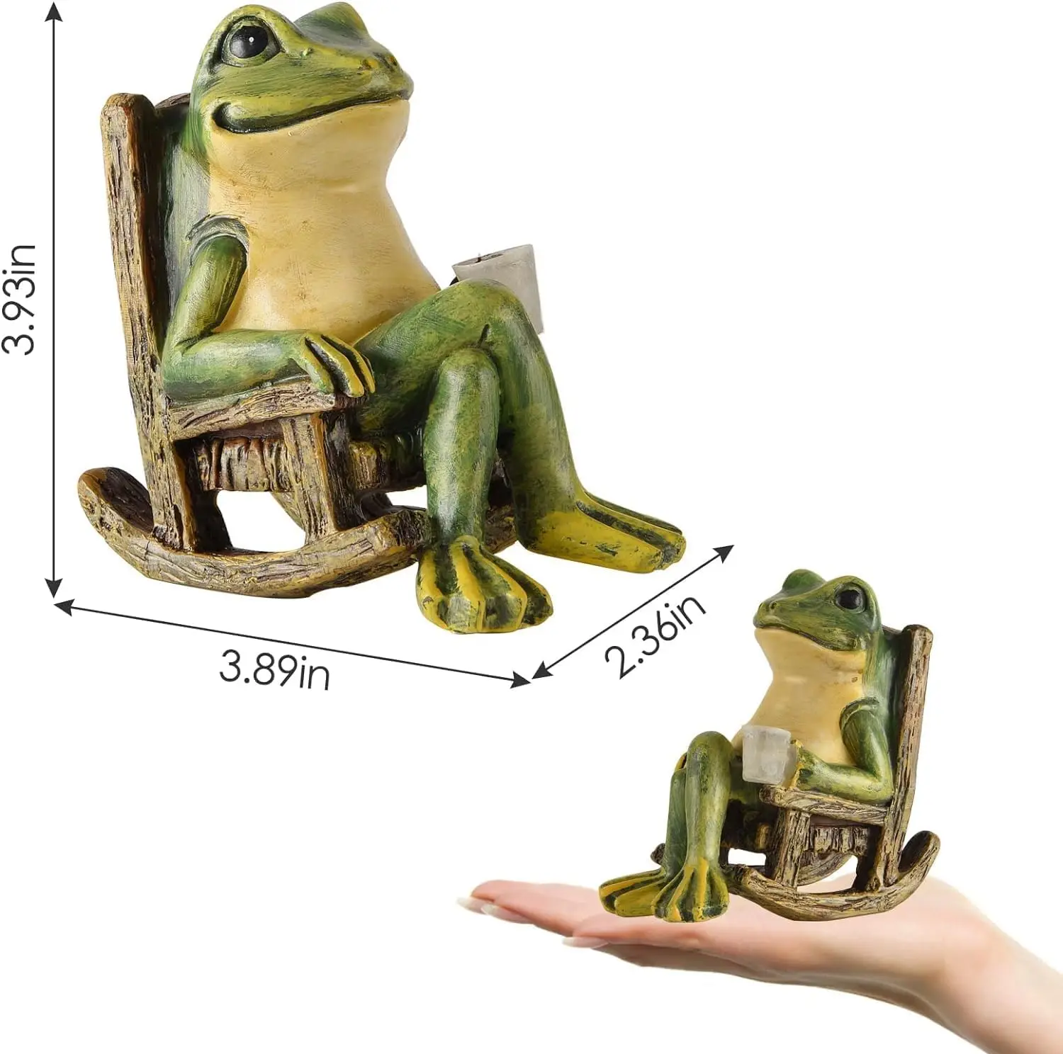 FOXMIS Miniature Frog Garden Statue Mom Dad Gifts Home Decorations Fairy Garden Accessories Outdoor Lights Solar Garden Frog Dec