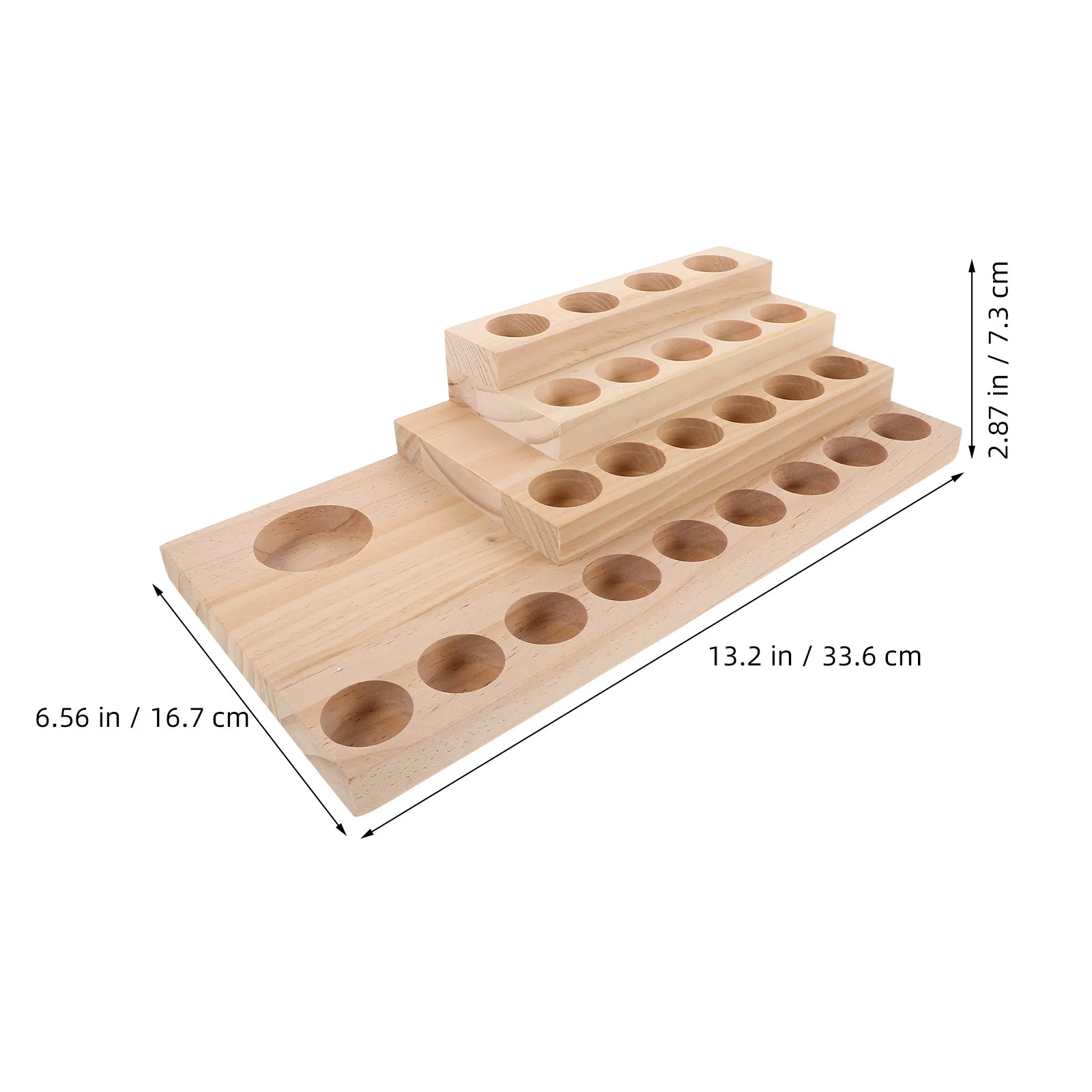 4-Tier Wooden Essential Oil Display Rack Multi Hole Organizer Wood Storage Shelf Aromatherapy Bottles 3cm 5cm Holes