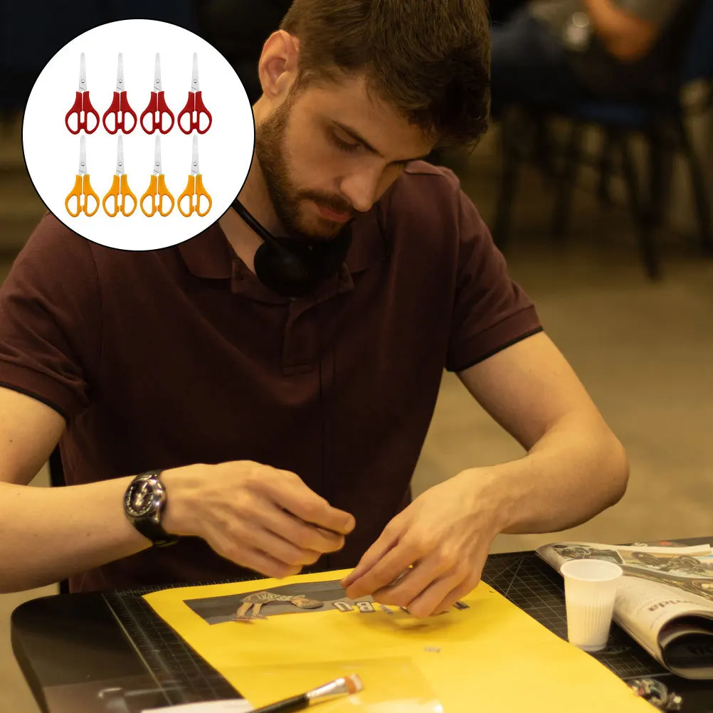 8 قطعة مقص طرف مستدير من الفولاذ المقاوم للصدأ بحافة ناعمة مقص حرفي محمول لمشاريع فنية ذاتية الصنع توريد الأعمال اليدوية #3