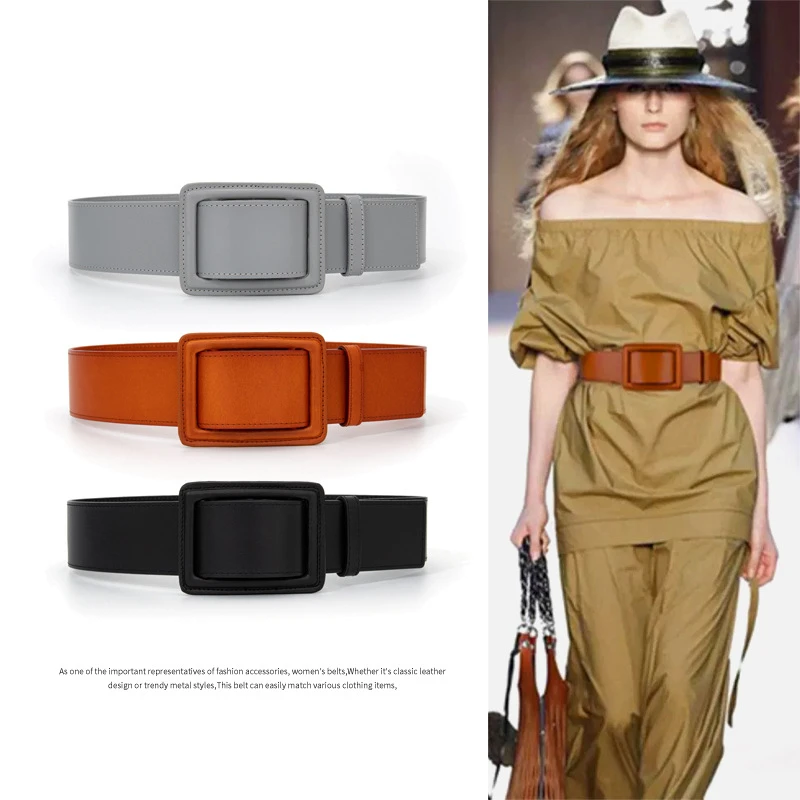 Belt genuine leather vegetable tanned leather waist seal first layer cowhide simple decorative belt jacket coat dress wide belt