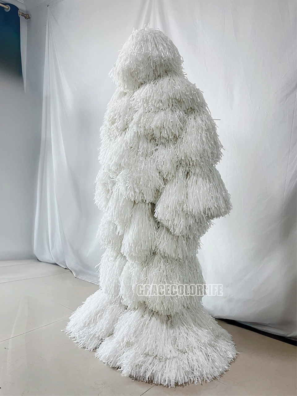 Kostum Rumbai untuk Pertunjukan Panggung Klub Malam, Gaun Liburan, Tari Modern, Kostum Spandex Elastis Berumbai Warna-warni untuk Tari Modern