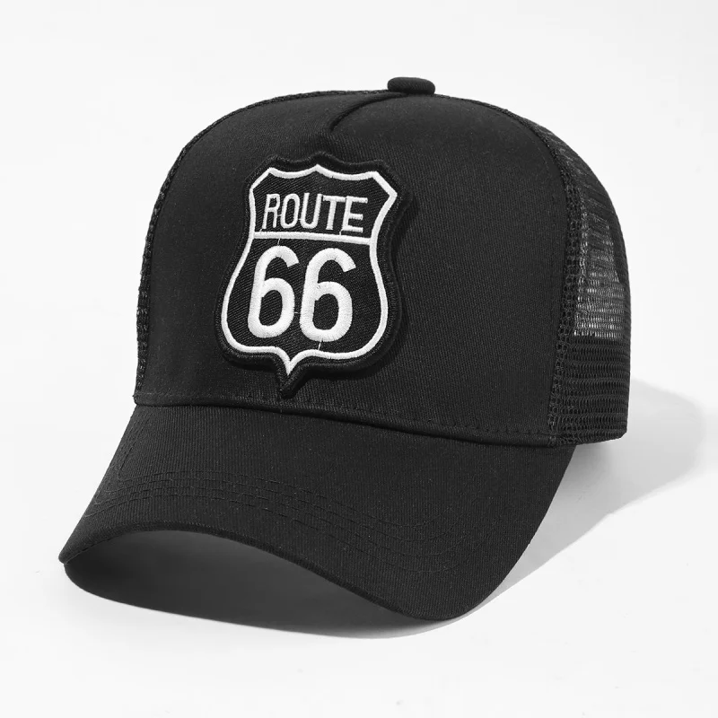 Summer Breathable Mesh Baseball Cap Cross-Border Patch66Highway Duckbill Cap AliExpress Amazon Hat