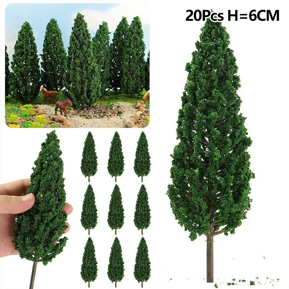 20pcs 6CM Plastic Model Tree Building Model Sand Table Model Train Micro Landscape DIY Accessories Home Decor Desktop Decor