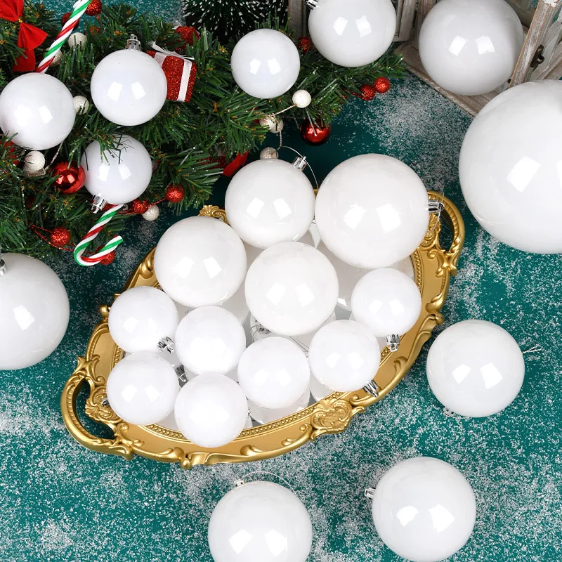 

6-15CM Christmas Balls Large White Bright Xmas Decorative Hanging Ornaments Party Christmas Spheres Pendant 2025 New