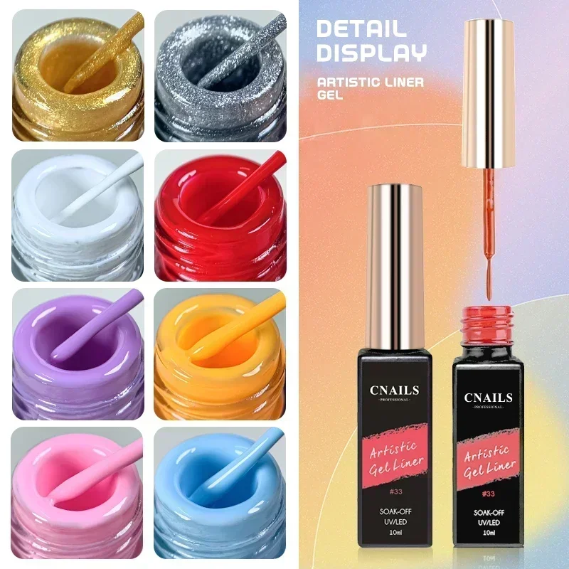 DEROI 10ml Painting Gel Liner for Hand Drawing on Nails Liner Gel Polish DIY Painting Drawing Design UV Nail Gel Polish Soak Off