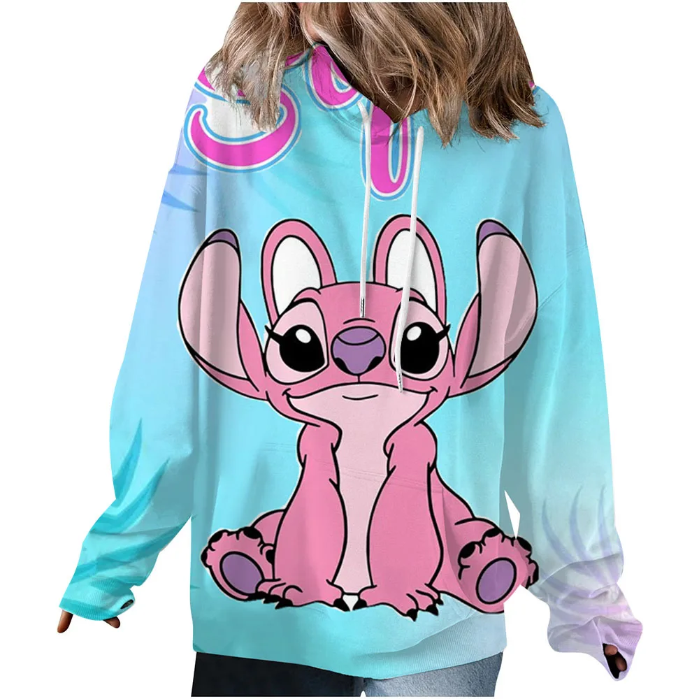 جديد 2026 ديزني ستيتش نمط المرأة هوديي الخريف/الشتاء المرأة عادية البلوز البلوز الملابس هوديي الشارع المتضخم #5