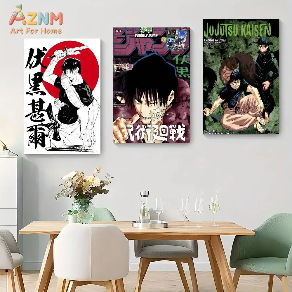AZNM Jujutsu Kaisen Toji Fushiguro Anime Canvas Wall Art, Cool Manga Print, Modern Room Decor