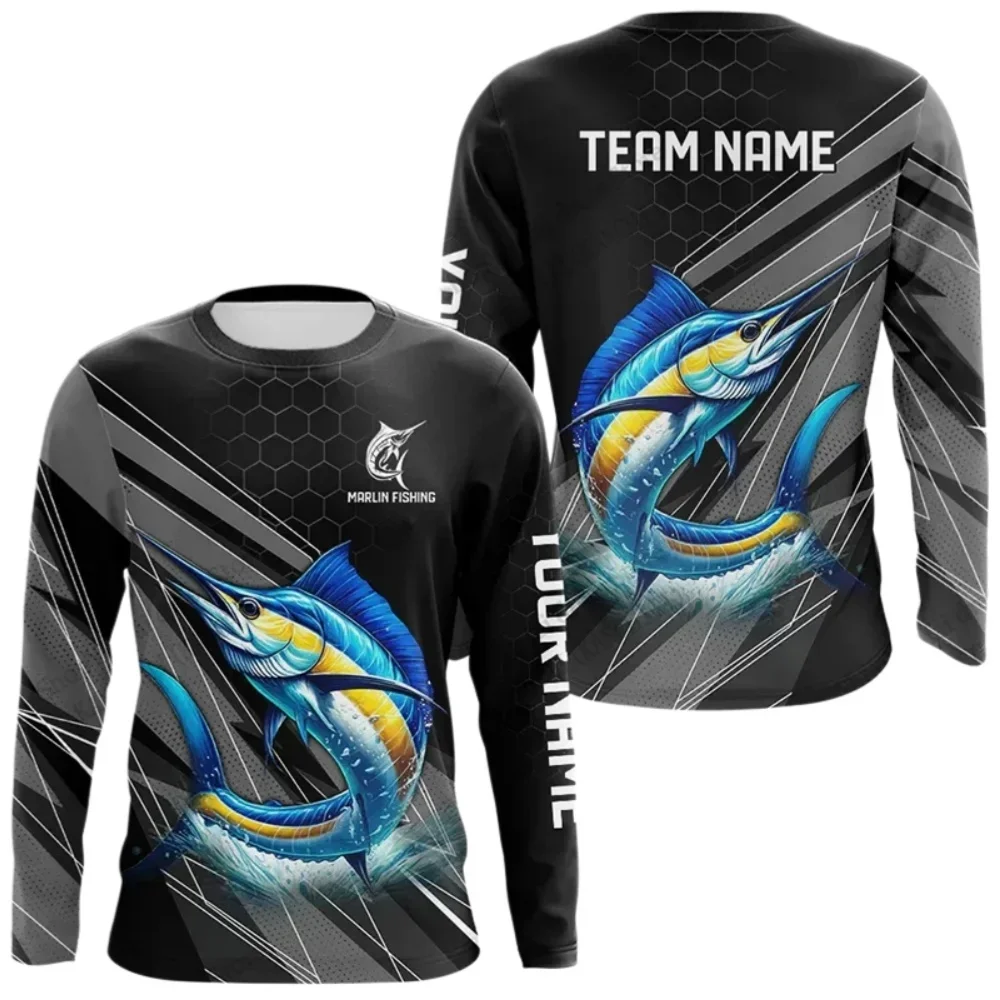 Bass Fish Fishing Theme 3D Print Men Long Sleeve T‑Shirt Graffiti Splash Ink Outdoor Angling Casual Sports Tee Tops